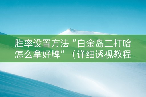 胜率设置方法“白金岛三打哈怎么拿好牌”（详细透视教程）-哔哩哔哩