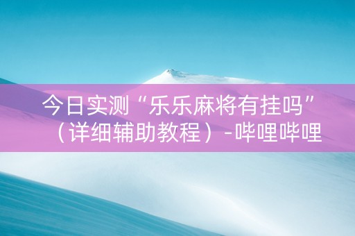 今日实测“乐乐麻将有挂吗”（详细辅助教程）-哔哩哔哩