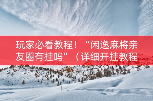 玩家必看教程！“闲逸麻将亲友圈有挂吗”（详细开挂教程）-哔哩哔哩
