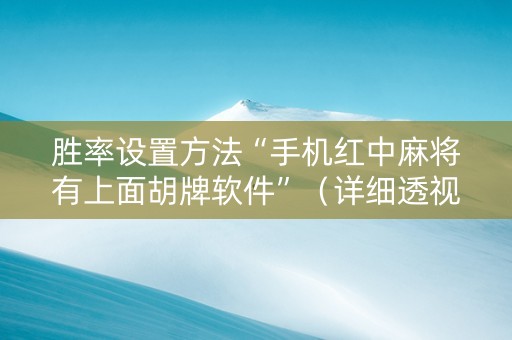 胜率设置方法“手机红中麻将有上面胡牌软件”（详细透视教程）-哔哩哔哩