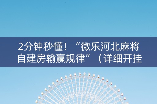 2分钟秒懂！“微乐河北麻将自建房输赢规律”（详细开挂教程）-哔哩哔哩