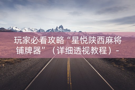 玩家必看攻略“星悦陕西麻将铺牌器”（详细透视教程）-哔哩哔哩