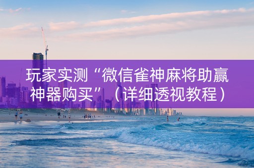 玩家实测“微信雀神麻将助赢神器购买”（详细透视教程）-哔哩哔哩