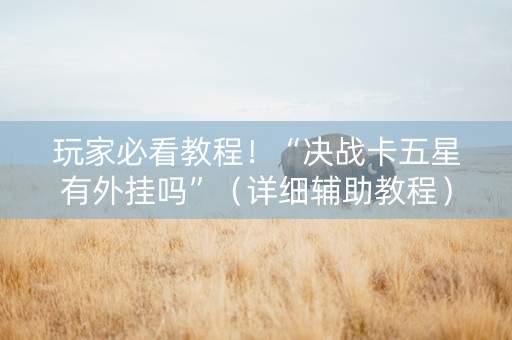 玩家必看教程！“决战卡五星有外挂吗”（详细辅助教程）-哔哩哔哩