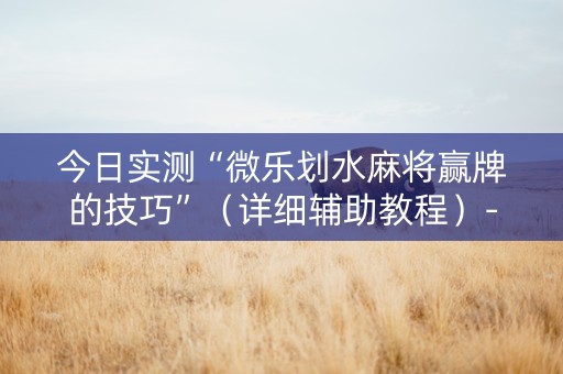 今日实测“微乐划水麻将赢牌的技巧”（详细辅助教程）-哔哩哔哩