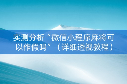 实测分析“微信小程序麻将可以作假吗”（详细透视教程）-哔哩哔哩