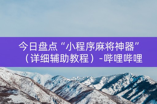 今日盘点“小程序麻将神器”（详细辅助教程）-哔哩哔哩