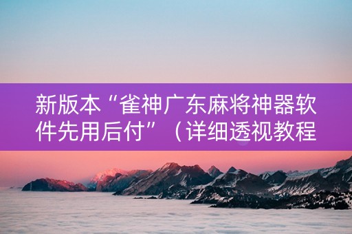 新版本“雀神广东麻将神器软件先用后付”（详细透视教程）-哔哩哔哩