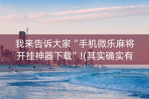 我来告诉大家“手机微乐麻将开挂神器下载”!(其实确实有挂)-知乎