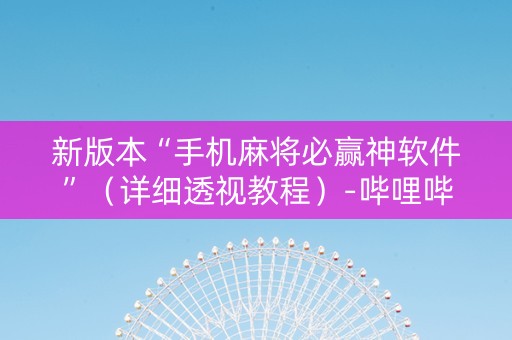 新版本“手机麻将必赢神软件”（详细透视教程）-哔哩哔哩