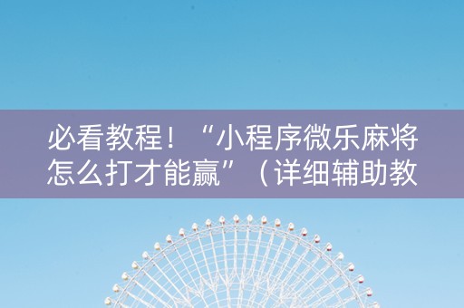必看教程！“小程序微乐麻将怎么打才能赢”（详细辅助教程）-哔哩哔哩