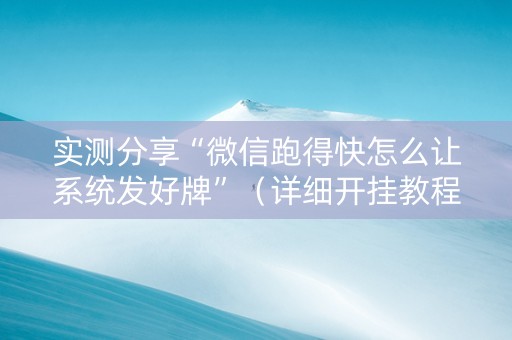 实测分享“微信跑得快怎么让系统发好牌”（详细开挂教程）-哔哩哔哩