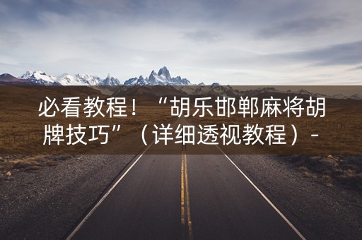 必看教程！“胡乐邯郸麻将胡牌技巧”（详细透视教程）-哔哩哔哩