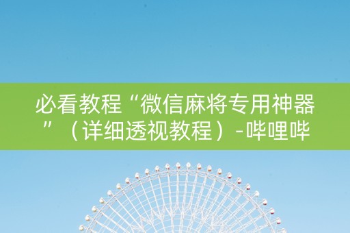 必看教程“微信麻将专用神器”（详细透视教程）-哔哩哔哩