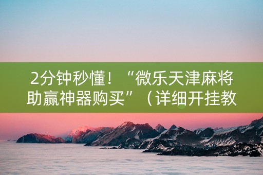 2分钟秒懂！“微乐天津麻将助赢神器购买”（详细开挂教程）-哔哩哔哩
