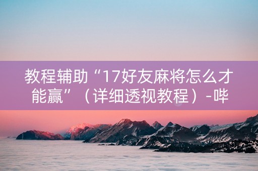教程辅助“17好友麻将怎么才能赢”（详细透视教程）-哔哩哔哩