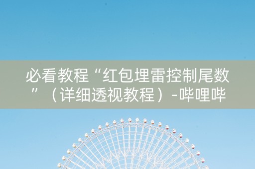 必看教程“红包埋雷控制尾数”（详细透视教程）-哔哩哔哩