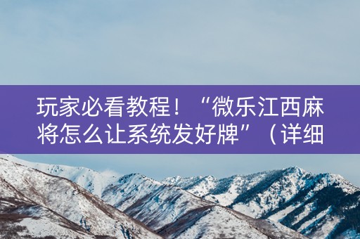 玩家必看教程！“微乐江西麻将怎么让系统发好牌”（详细透视教程）-哔哩哔哩