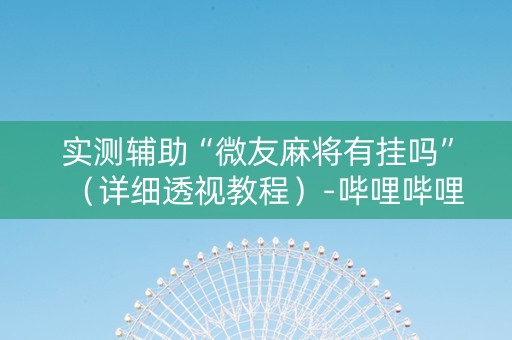 实测辅助“微友麻将有挂吗”（详细透视教程）-哔哩哔哩