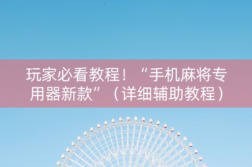 玩家必看教程！“手机麻将专用器新款”（详细辅助教程）-哔哩哔哩