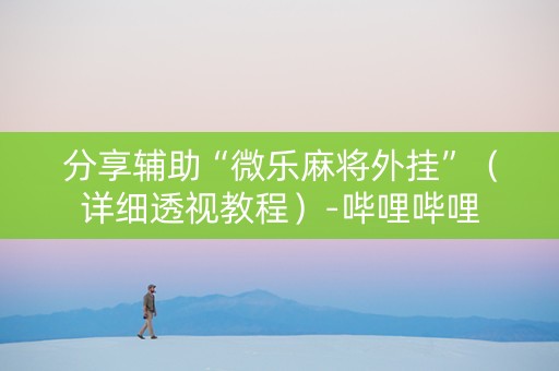 分享辅助“微乐麻将外挂”（详细透视教程）-哔哩哔哩