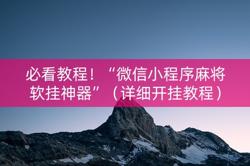 必看教程！“微信小程序麻将软挂神器”（详细开挂教程）-哔哩哔哩