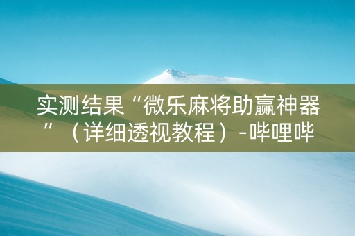 实测结果“微乐麻将助赢神器”（详细透视教程）-哔哩哔哩