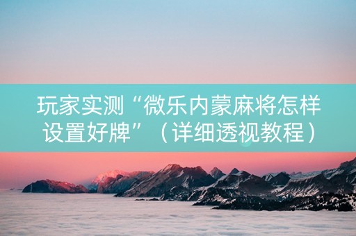 玩家实测“微乐内蒙麻将怎样设置好牌”（详细透视教程）-哔哩哔哩