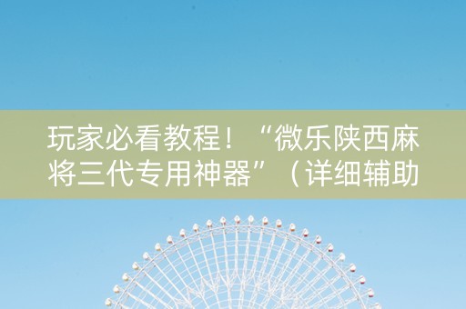 玩家必看教程！“微乐陕西麻将三代专用神器”（详细辅助教程）-哔哩哔哩