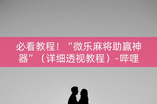 必看教程！“微乐麻将助赢神器”（详细透视教程）-哔哩哔哩