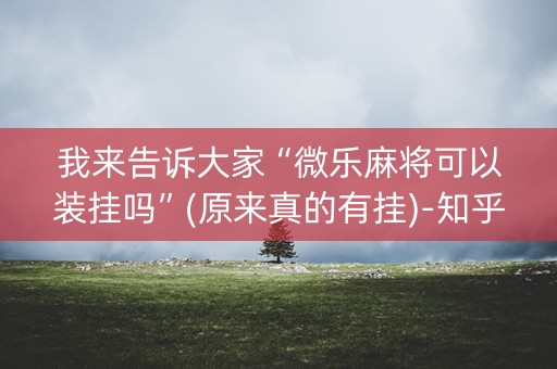 我来告诉大家“微乐麻将可以装挂吗”(原来真的有挂)-知乎