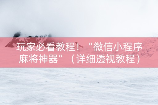 玩家必看教程！“微信小程序麻将神器”（详细透视教程）-哔哩哔哩