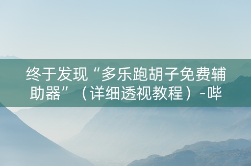 终于发现“多乐跑胡子免费辅助器”（详细透视教程）-哔哩哔哩