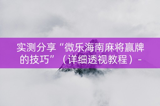 实测分享“微乐海南麻将赢牌的技巧”（详细透视教程）-哔哩哔哩