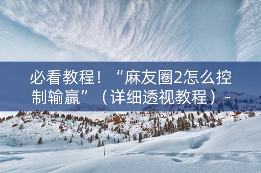 必看教程！“麻友圈2怎么控制输赢”（详细透视教程）-哔哩哔哩