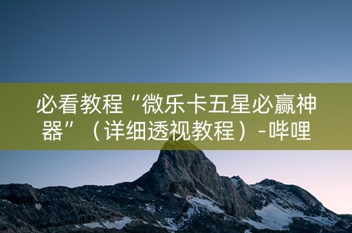必看教程“微乐卡五星必赢神器”（详细透视教程）-哔哩哔哩