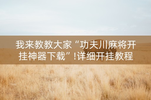 我来教教大家“功夫川麻将开挂神器下载”!详细开挂教程-知乎