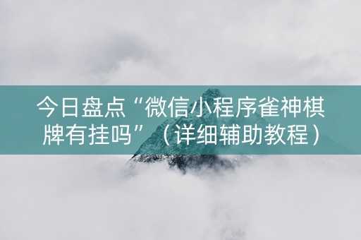 今日盘点“微信小程序雀神棋牌有挂吗”（详细辅助教程）-哔哩哔哩