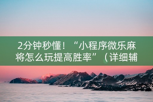 2分钟秒懂！“小程序微乐麻将怎么玩提高胜率”（详细辅助教程）-哔哩哔哩