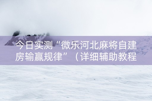 今日实测“微乐河北麻将自建房输赢规律”（详细辅助教程）-哔哩哔哩