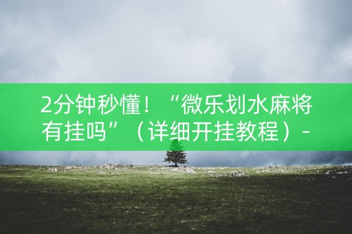 2分钟秒懂！“微乐划水麻将有挂吗”（详细开挂教程）-哔哩哔哩