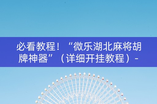必看教程！“微乐湖北麻将胡牌神器”（详细开挂教程）-哔哩哔哩