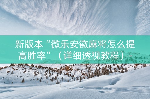 新版本“微乐安徽麻将怎么提高胜率”（详细透视教程）-哔哩哔哩