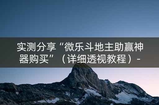 实测分享“微乐斗地主助赢神器购买”（详细透视教程）-哔哩哔哩
