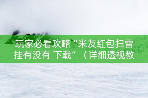 玩家必看攻略“米友红包扫雷挂有没有 下载”（详细透视教程）-哔哩哔哩