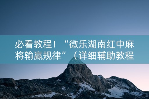 必看教程！“微乐湖南红中麻将输赢规律”（详细辅助教程）-哔哩哔哩