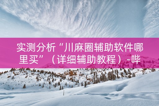 实测分析“川麻圈辅助软件哪里买”（详细辅助教程）-哔哩哔哩