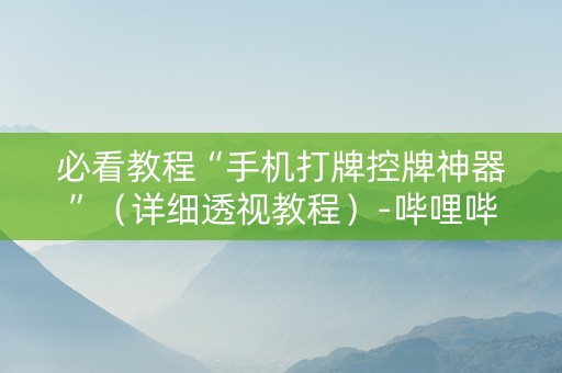 必看教程“手机打牌控牌神器”（详细透视教程）-哔哩哔哩