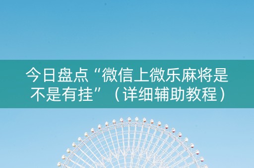 今日盘点“微信上微乐麻将是不是有挂”（详细辅助教程）-哔哩哔哩