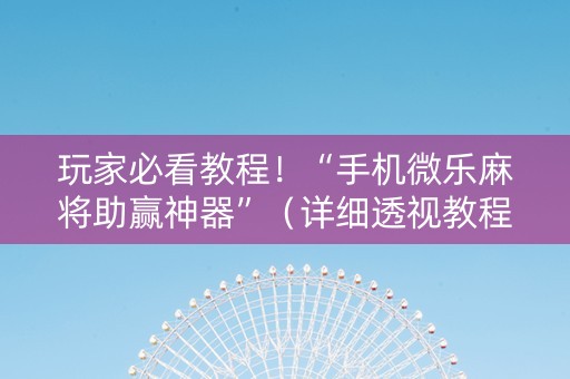 玩家必看教程！“手机微乐麻将助赢神器”（详细透视教程）-哔哩哔哩
